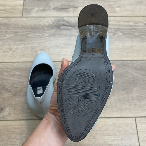 Miista London Eva Acrylic Heel Pastel Sky Blue Block Heels Pumps Round toe - Picture 11 of 16